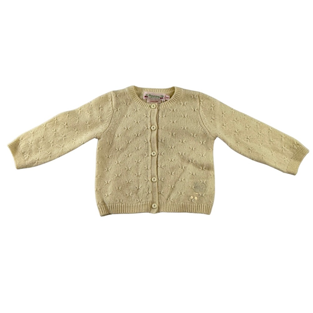 NWT Bonpoint Girls 18M Light Yellow Knit Cardigan Wool Alpaca Button Front
